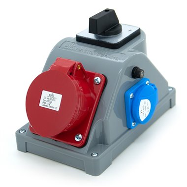Rozdzielnica budowlana typ COMBOPOL 32A/5 + 2*GS 230V + rozłącznik L-0-P, obudowa naścienna / natynkowa, E960625421