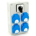 Rozdzielnica budowlana 4*GS 230V + wyłącznik tablicowy 0-1, obudowa naścienna, ELS Elektrotechnika, E974000