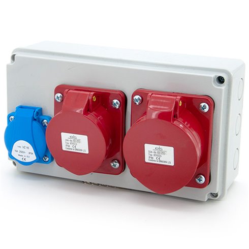 Rozdzielnica budowlana 32A/4P + 16A/4P + GS 230V, obudowa naścienna, ELS Elektrotechnika, E975011