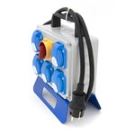 Rozdzielnica budowlana przenośna 5*GS 230V + rozłącznik główny + 1.5m kabel OW 3x2.5mm2 + wtyczka gumowa, ERPRZ004