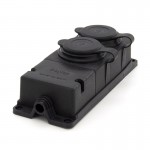 Listwa, gniazdo gumowe (TPE) podwójne schuko IP44 2*16A 2P+Z, kolor czarny, TRG-2SCH