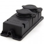 Listwa, gniazdo gumowe (TPE) podwójne IP44 2*16A 2P+Z, kolor czarny, TRG-2