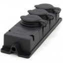 Listwa, gniazdo gumowe (TPE) potrójne IP44  3x16A 2P+Z, kolor czarny, TRG-3