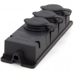 Listwa, gniazdo gumowe (TPE) potrójne schuko IP44  3x16A 2P+Z, kolor czarny, TRG-3SCH