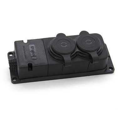 Listwa, gniazdo gumowe (TPE) podwójne IP44 2*16A 2P+Z, kolor czarny, TRG-2