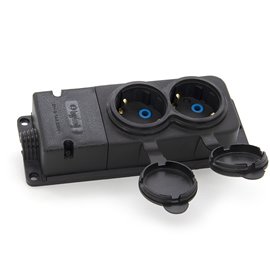 Listwa, gniazdo gumowe (TPE) podwójne schuko IP44 2*16A 2P+Z, kolor czarny, TRG-2SCH
