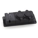 Listwa, gniazdo gumowe (TPE) podwójne schuko IP44 2*16A 2P+Z, kolor czarny, TRG-2SCH