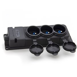 Listwa, gniazdo gumowe (TPE) potrójne IP44  3x16A 2P+Z, kolor czarny, TRG-3