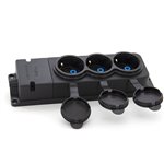Listwa, gniazdo gumowe (TPE) potrójne schuko IP44  3x16A 2P+Z, kolor czarny, TRG-3SCH
