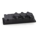 Listwa, gniazdo gumowe (TPE) potrójne schuko IP44  3x16A 2P+Z, kolor czarny, TRG-3SCH