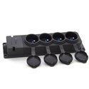 Listwa, gniazdo gumowe (TPE) poczwórne IP44  4x16A 2P+Z, kolor czarny, TRG-4