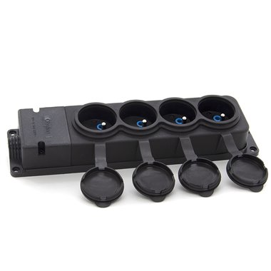 Listwa, gniazdo gumowe (TPE) poczwórne IP44  4x16A 2P+Z, kolor czarny, TRG-4