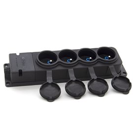 Listwa, gniazdo gumowe (TPE) poczwórne IP44  4x16A 2P+Z, kolor czarny, TRG-4