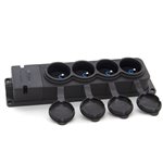 Listwa, gniazdo gumowe (TPE) poczwórne IP44  4x16A 2P+Z, kolor czarny, TRG-4