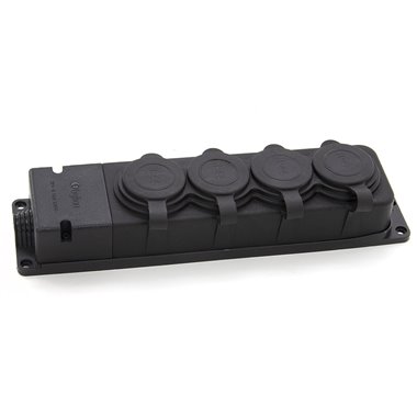 Listwa, gniazdo gumowe (TPE) poczwórne IP44  4x16A 2P+Z, kolor czarny, TRG-4