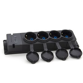 Listwa, gniazdo gumowe (TPE) poczwórne schuko IP44  4x16A 2P+Z, kolor czarny, TRG-4SCH