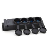 Listwa, gniazdo gumowe (TPE) poczwórne schuko IP44  4x16A 2P+Z, kolor czarny, TRG-4SCH