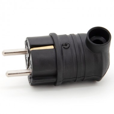 Wtyczka kątowa gumowa hermetyczna 230V 16A schuko IP44, kolor czarny, TWGK-SCH