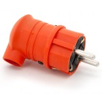 Wtyczka kątowa gumowa hermetyczna 230V IP44 16A schuko, kolor pomarańczowy, TWGKP-SCH