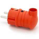 Wtyczka kątowa gumowa hermetyczna 230V IP44 16A schuko, kolor pomarańczowy, TWGKP-SCH