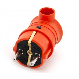 Wtyczka kątowa gumowa hermetyczna 230V IP44 16A schuko, kolor pomarańczowy, TWGKP-SCH