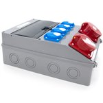 Rozdzielnica budowlana 32A/4 + 16A/4 + 4*GS 230V, okablowana, niewyposażona, obudowa stacjonarna, okienko 12M, 12NO411/4