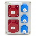 Rozdzielnica budowlana 32A/5P + 16A/5P + 3*GS 230V, obudowa naścienna, ELS Elektrotechnika, N311