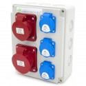 Rozdzielnica budowlana 32A/5P + 16A/5P + 3*GS 230V, obudowa naścienna, ELS Elektrotechnika, N311