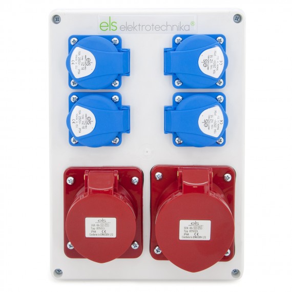 Rozdzielnica budowlana 32A/5 + 16A/5 + 4*GS 230V, obudowa stacjonarna, ELS Elektrotechnika, N411