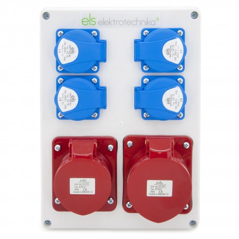 Rozdzielnica budowlana 32A/5 + 16A/5 + 4*GS 230V, obudowa stacjonarna, ELS Elektrotechnika, N411