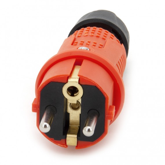 Wtyczka gumowa 16A 2P+Z 230V UNI-SCHUKO IP44, kolor pomarańczowy, TWGP-L