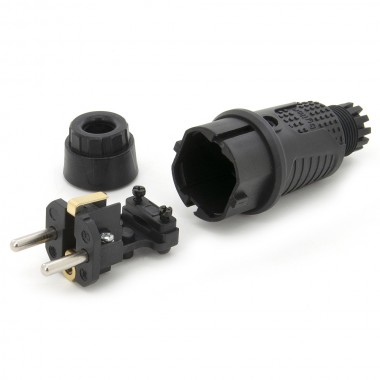Wtyczka gumowa przenośna 16A 2P+Z 230V uni-schuko IP44, kolor czarny, TWG-L