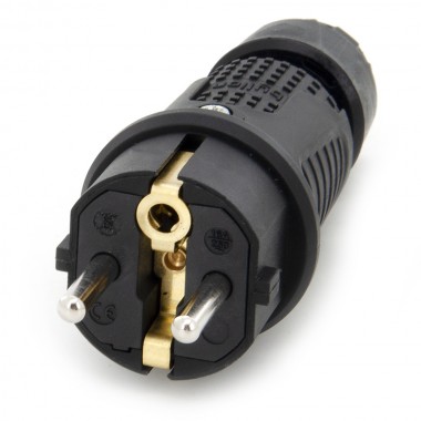 Wtyczka gumowa przenośna 16A 2P+Z 230V uni-schuko IP44, kolor czarny, TWG-L
