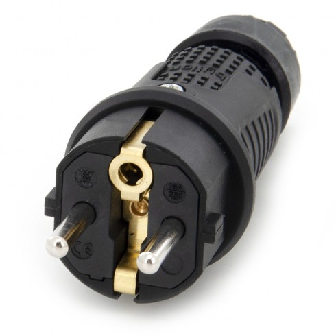 Wtyczka gumowa przenośna 16A 2P+Z 230V uni-schuko IP44, kolor czarny, TWG-L