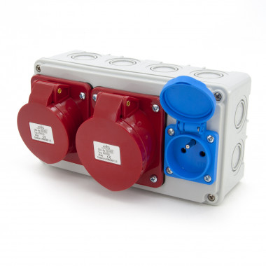 Rozdzielnica budowlana 32A/5 + 16A/5P + GS 230V, obudowa naścienna, ELS Elektrotechnika, N111