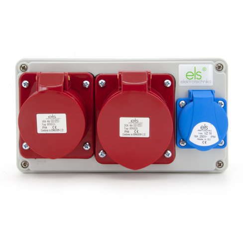 Rozdzielnica budowlana 32A/5 + 16A/5P + GS 230V, obudowa naścienna, ELS Elektrotechnika, N111