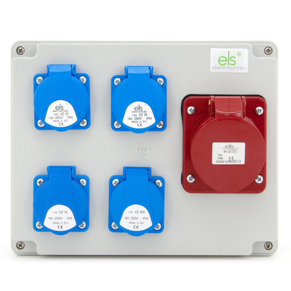 Rozdzielnica budowlana 32A/4P + 4*GS 230V, obudowa naścienna, ELS Elektrotechnika, N401/4