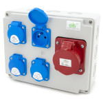 Rozdzielnica budowlana 32A/4P + 4*GS 230V, obudowa naścienna, ELS Elektrotechnika, N401/4