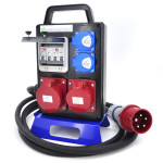 Rozdzielnica budowlana przenośna 32A/5 + 16A/5 + 4*GS 230V + zabezpieczenia + wtyczka 32A/5 + 2m kabel 5G4 , 4PO41C11C1W2MC