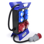 Rozdzielnica budowlana przenośna 4*GS 230V + 2*16A/5 + 2m kabel OPD 5x2.5mm2 + wtyczka 16A/5, P4112MC