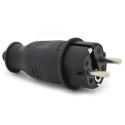 Wtyczka gumowa hermetyczna 230V IP44 16A uni-schuko prosta, kolor czarny, KEF-EF