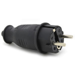 Wtyczka gumowa hermetyczna 230V IP44 16A uni-schuko prosta, kolor czarny, KEF-EF