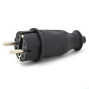 Wtyczka gumowa hermetyczna 230V IP44 16A uni-schuko prosta, kolor czarny, KEF-EF
