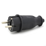 Wtyczka gumowa hermetyczna 230V IP44 16A uni-schuko prosta, kolor czarny, KEF-EF