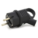 Wtyczka kątowa gumowa hermetyczna 230V IP 44 16A uni-schuko z uchwytem, kolor czarny, KEFLK-EF