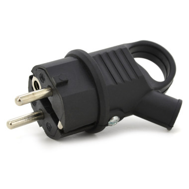 Wtyczka kątowa gumowa hermetyczna 230V IP 44 16A uni-schuko z uchwytem, kolor czarny, KEFLK-EF