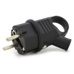 Wtyczka kątowa gumowa hermetyczna 230V IP 44 16A uni-schuko z uchwytem, kolor czarny, KEFLK-EF