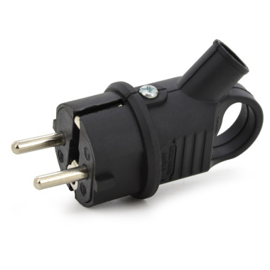Wtyczka kątowa gumowa hermetyczna 230V IP 44 16A uni-schuko z uchwytem, kolor czarny, KEFLK-EF