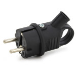 Wtyczka kątowa gumowa hermetyczna 230V IP 44 16A uni-schuko z uchwytem, kolor czarny, KEFLK-EF