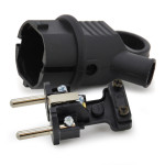 Wtyczka kątowa gumowa hermetyczna 230V IP 44 16A uni-schuko z uchwytem, kolor czarny, KEFLK-EF